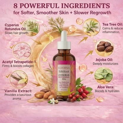 Elvorna® SilkRoot™ – Natural Hair Reduction Oil